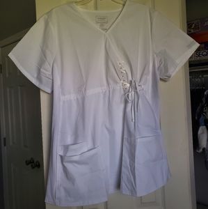 Cherokee Workwear Maternity Scrub Top White
